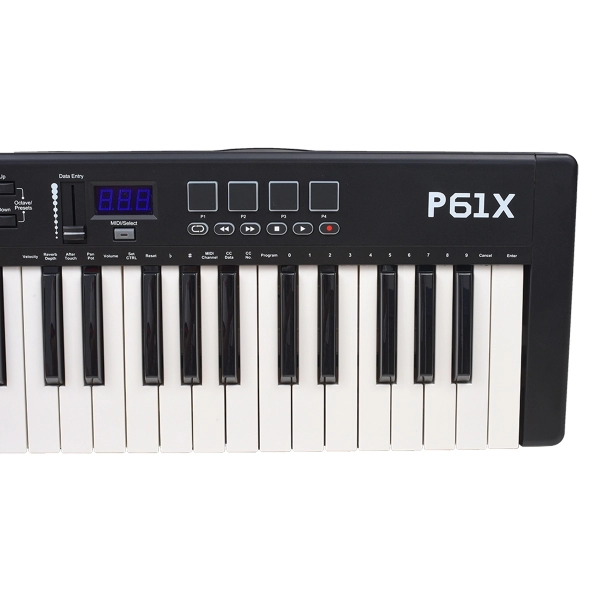AMW P61X Teclado Black Controlador Midi USB com 61 Teclas PADs Faders e Knobs