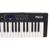 AMW P61X Teclado Black Controlador Midi USB com 61 Teclas PADs Faders e Knobs