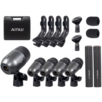 AMW DMK7 Kit Premium Com 7 Microfones Bateria Em Metal + Estojo