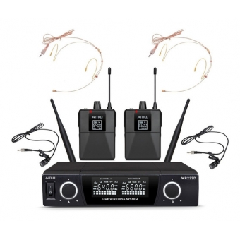 AMW BU230 Microfone Sem fio Duplo UHF Digital Bodypack + Lapela + Auricular 223 2B 2A 2L