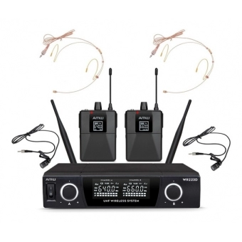 AMW BU230 Microfone Sem fio Duplo UHF Digital Bodypack + Lapela + Auricular 223 2B 2A 2L