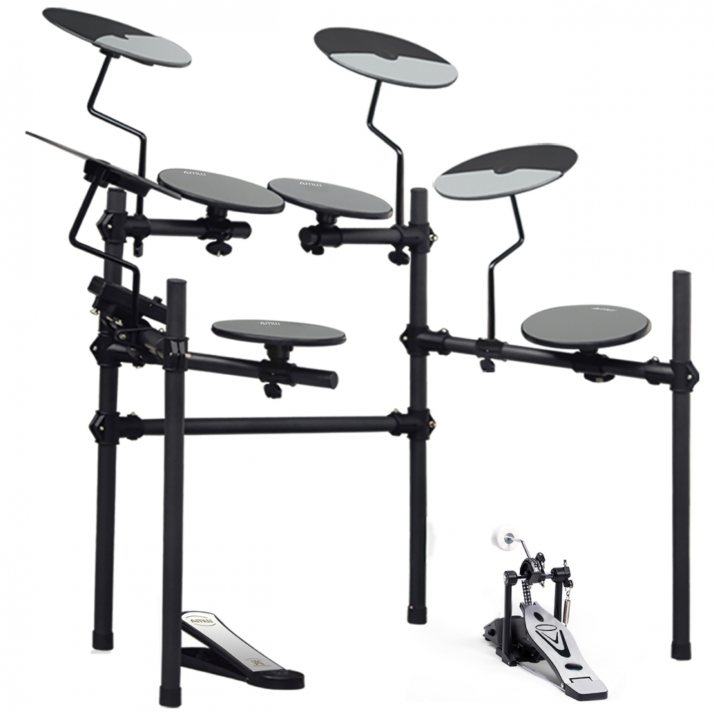 AMW ED1 Pro v2 Bateria Eletrônica 4 PADs 4 Pratos Rack Completo com 4 pés