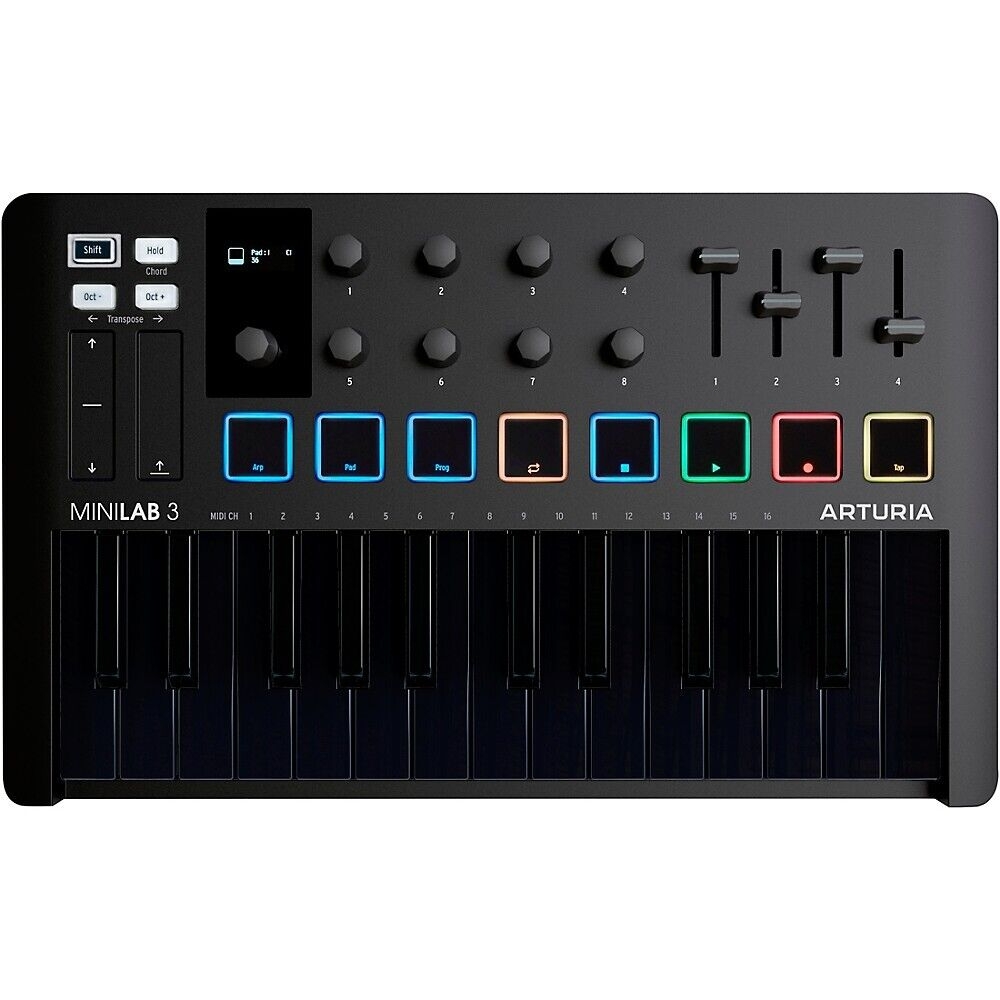 Arturia Minilab V3 Deep Black Teclado Controlador Midi USB 25 Teclas e Display