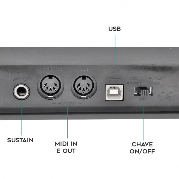 AMW P49 v2 Teclado Controlador MIDI USB 49 Teclas 8 Faders 8 Knobs