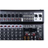 AMW Q12 v3 Mesa de Som 12 Canais Combo 99 Efx Dsp 2 Aux Hi-Z Interface USB Eq BT