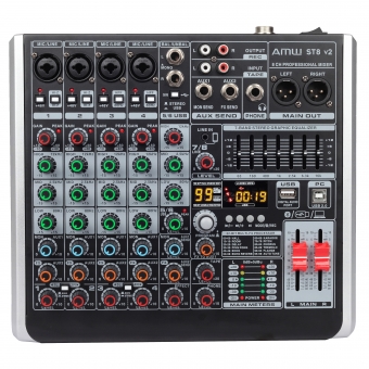 AMW ST8 Mesa de Som 8 Canais 99 Efx Interface de Áudio USB !