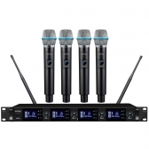 AMW AU2000 Microfone sem fio UHF 4 Canais Digital Diversity + Estojo