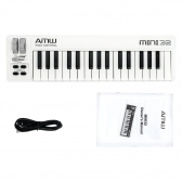 AMW Mini 32 Branco Teclado Controlador Midi USB 32 Teclas