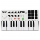 AMW Master 25 White Teclado Controlador Midi 9 PADs 8 Knobs Visor OLED
