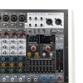 (USADO) AMW AG12 v2 Mesa de Som 12 Canais 99 Efeitos DSP BT Interface USB e Faders de 100mm