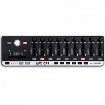 KFX CR9 Controlador Midi USB para Daw 9 Faders Botões etc