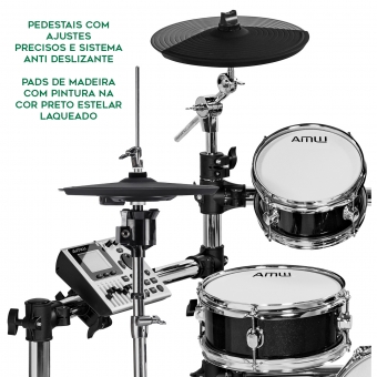 AMW ED15 Pro Bateria Eletrônica All Mesh com Natural Touch e Real Hi Hat