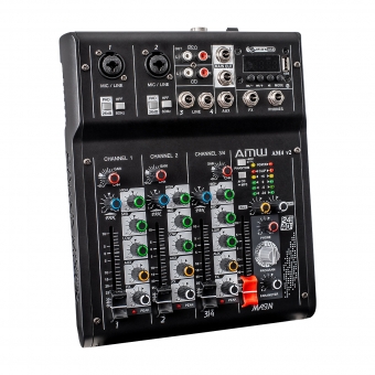 AMW AM4 v2 Mesa de Som 4 Canais 2 XLR Mp3 Efx Bt Interface de áudio USB