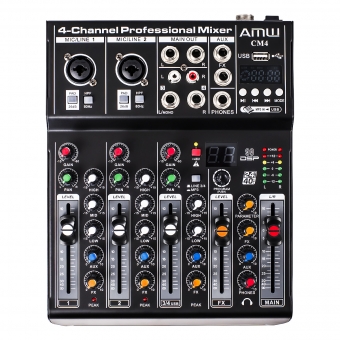 Amw Cm4 Pro Mesa De Som 4 Canais 99 Efeitos Usb Bt Interface