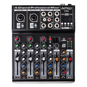 Amw Cm4 Pro Mesa De Som 4 Canais 99 Efeitos Usb Bt Interface