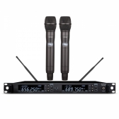 (USADO) AMW AU500 v2 Microfone sem fio Duplo Digital Multibanda UHF Rack + Estojo 1R 2M