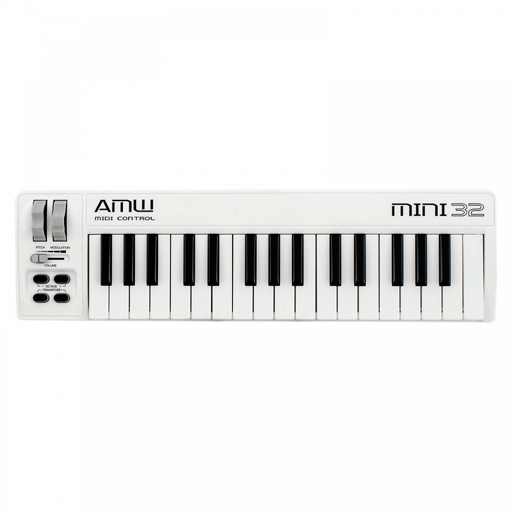 (USADO) AMW Mini 32 Branco Teclado Controlador Midi USB 32 Teclas
