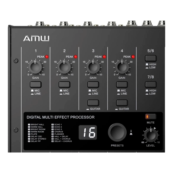 AMW MIXX 8.6 Mesa de Som Digital 8 Canais USB EFX Comp Eq
