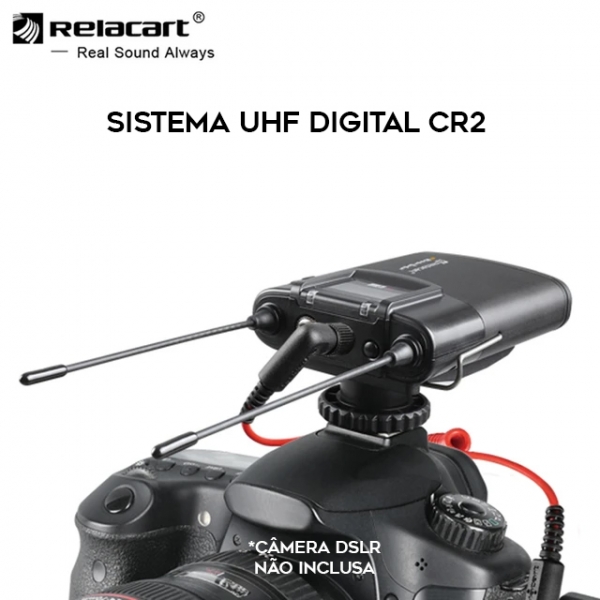 Relacart Cr2 Dual CLIP Microfone Sem Fio lapela Duplo Uhf Câmera Uwp ( CR + 2X CP )