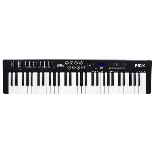 (USADO) AMW P61X Teclado Black Controlador Midi USB com 61 Teclas PADs Faders e Knobs