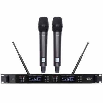 AMW AU400 v2 Microfone sem fio Duplo de Mão Digital UHF Rack + Estojo