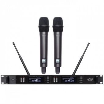 AMW AU400 v2 Microfone sem fio Duplo de Mão Digital UHF Rack + Estojo