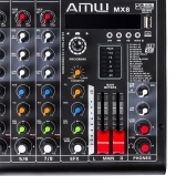 AMW MX8 v2 Mesa de Som 8 Canais 6 XLR EFX Interface USB