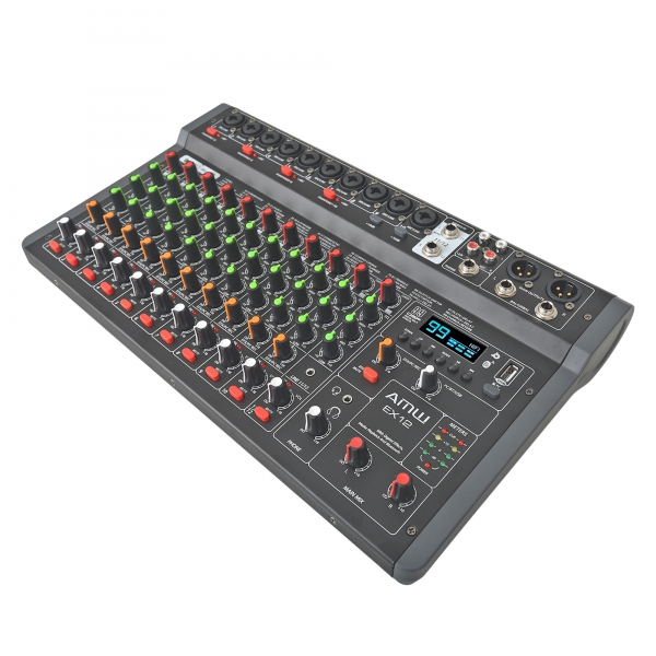 AMW EX12 Mesa de Som Profissional 12 Canais 99 EFX BT Interface USB