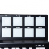 (USADO) KFX Mini 25 RGB Teclado Controlador Midi USB 25 Teclas PADs Knobs