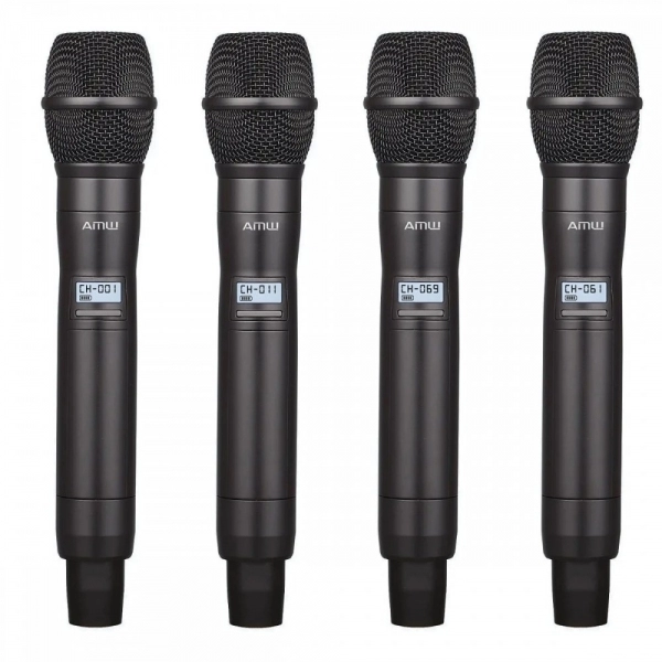 AMW AU7000 Microfone Sem Fio Profissional 4 Canais Digital UHF Multibanda