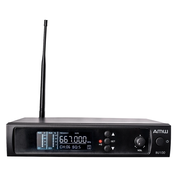 AMW BU100 Auricular Sistema Transmissão sem fio UHF Digital Microfone Auricular Bege P2