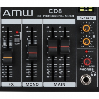 AMW CD8 Mesa de Som 8 Canais EFX DSP Eq Master USB Player