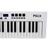 AMW P61X White Teclado Controlador Midi USB com 61 Teclas PADs Faders e Knobs