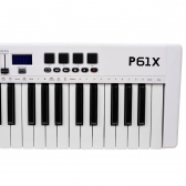 AMW P61X White Teclado Controlador Midi USB com 61 Teclas PADs Faders e Knobs