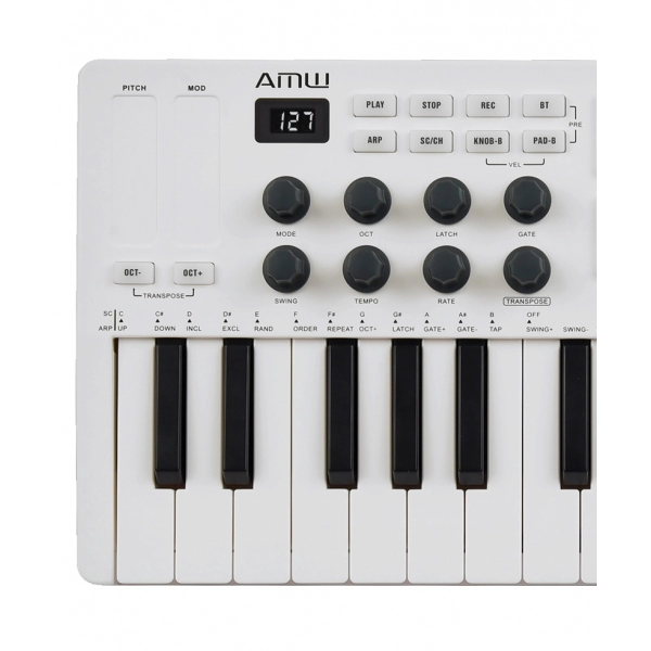 AMW Smartkey 25 White Teclado Controlador Midi USB Teclas 8 PADs Knobs