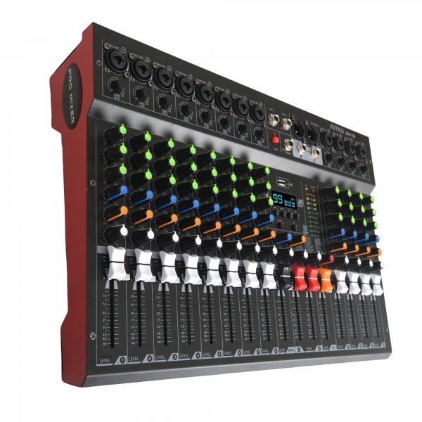AMW GX12 Pro Mesa de som 12 Canais 99 EFX DSP Interface USB Rec Aux