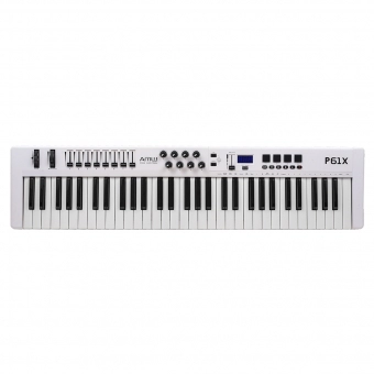 AMW P61X White Teclado Controlador Midi USB com 61 Teclas PADs Faders e Knobs