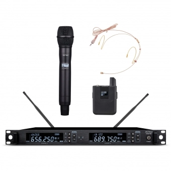 AMW BM500 Microfone sem Fio Digital UHF Auricular e Bastão
