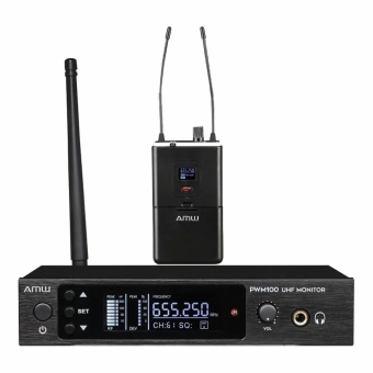(USADO) AMW PWM100 Retorno de Palco sem fio UHF Digital In Ear + Estojo
