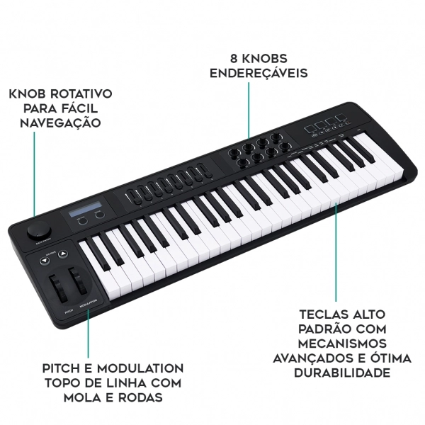AMW P49 v2 Teclado Controlador MIDI USB 49 Teclas 8 Faders 8 Knobs