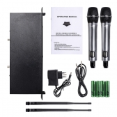 (USADO) AMW AU400 v2 Microfone sem fio Duplo de Mão Digital UHF Rack