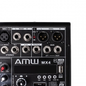 AMW MX4 v2 Mesa de Som 4 Canais Com USB Interface BT 16 Efeitos DSP