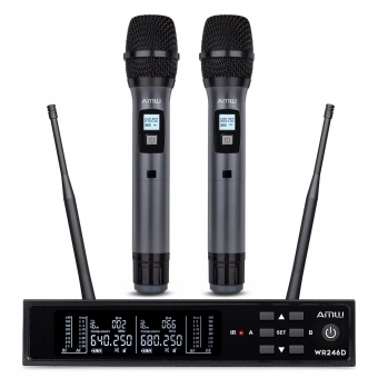 AMW AU300 v2 Microfone Sem Fio Duplo de Mão Digital UHF