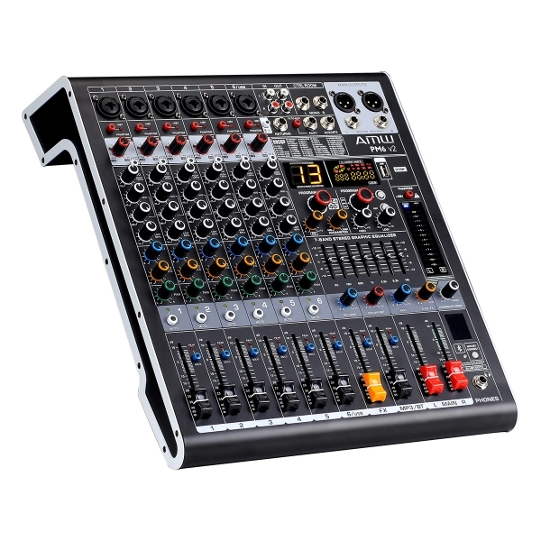 Amw Pm6 v2 Fx Mesa De Som 6 Canais 99 Efx DSP Interface USB Eq