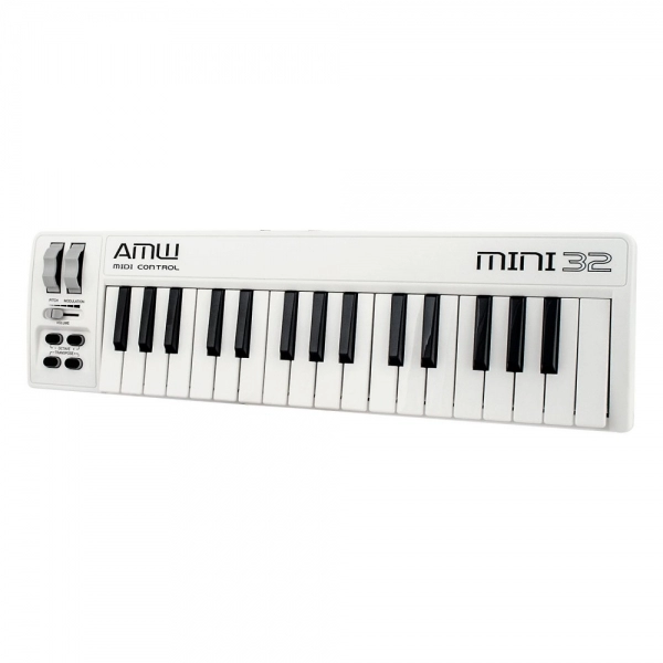AMW Mini 32 Branco Teclado Controlador Midi USB 32 Teclas