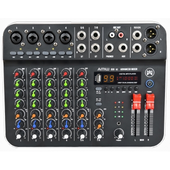 AMW SX8 v2 Mesa de Som 8 Canais 99 Efeitos DSP Interface USB