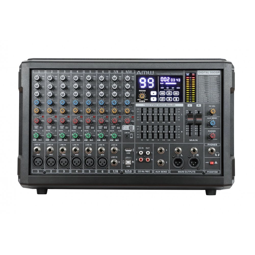 AMW Tank 10 Mesa de Som Ativa 10 Canais Efx Premium USB 600W RMS