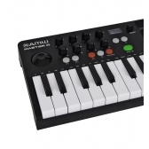 AMW Master 25 Black Teclado Controlador Midi 9 PADs 8 Knobs Visor OLED