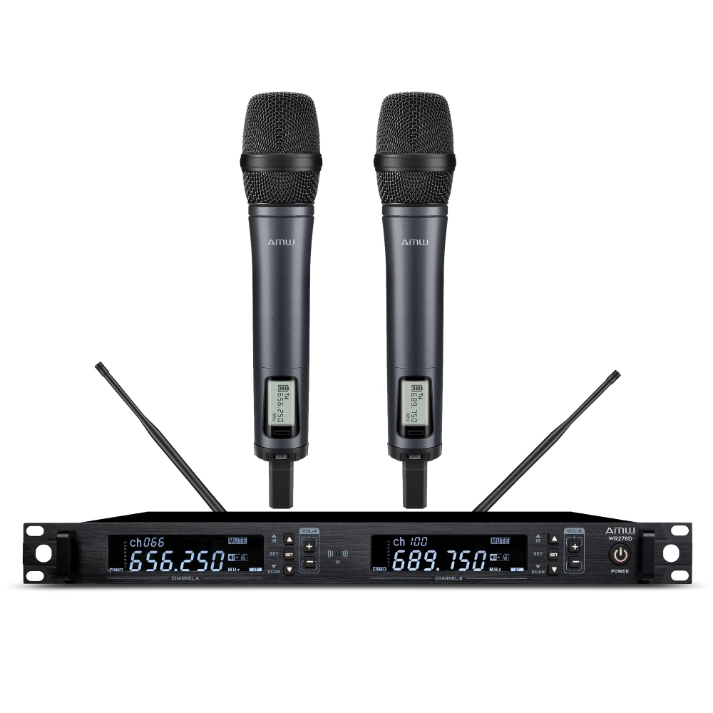 AMW AU600 Microfone sem fio digital UHF Duplo + Case
