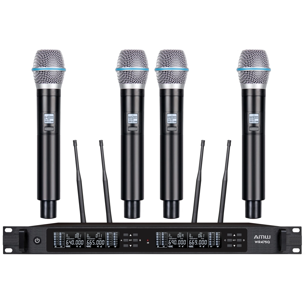AMW AU4000 v3 Microfone Sem Fio 4 Canais UHF Digital + Case